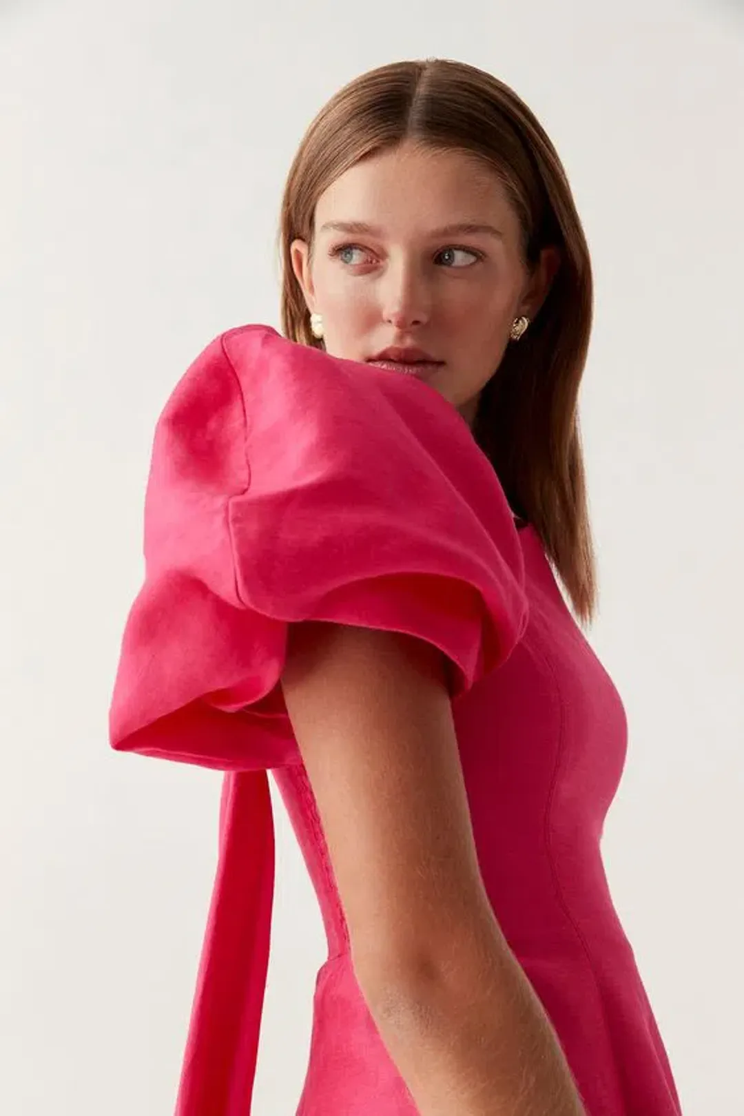 Aje Arista Tulip Sleeve Mini Dress Bougainvillea Red Size 12 for rent on The Volte - main image