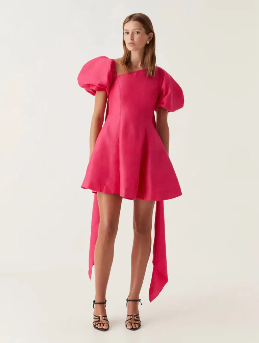 Aje Arista Tulip Sleeve Mini Dress Bougainvillea Red Size 12 for rent on The Volte - main image
