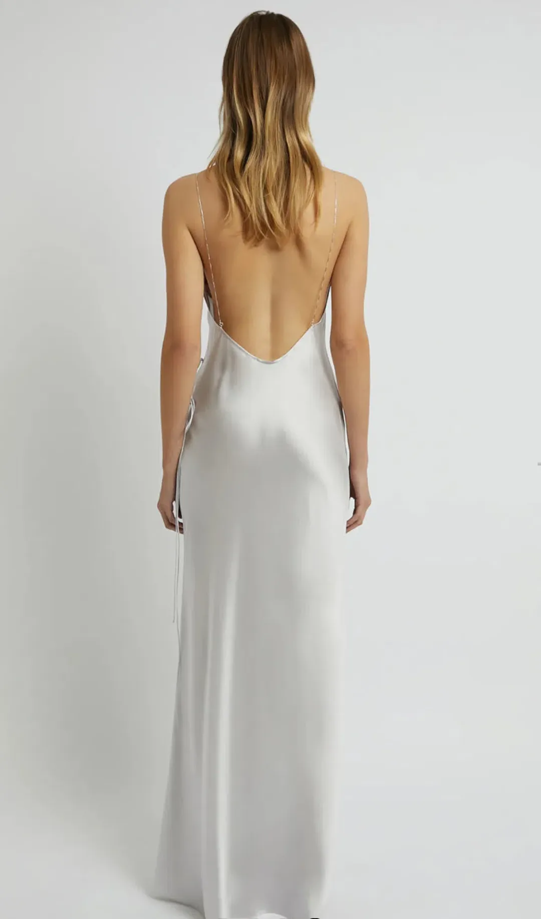 Christopher Esber Slope Tie Silk Dress Silver Size 8  for rent on The Volte - main image