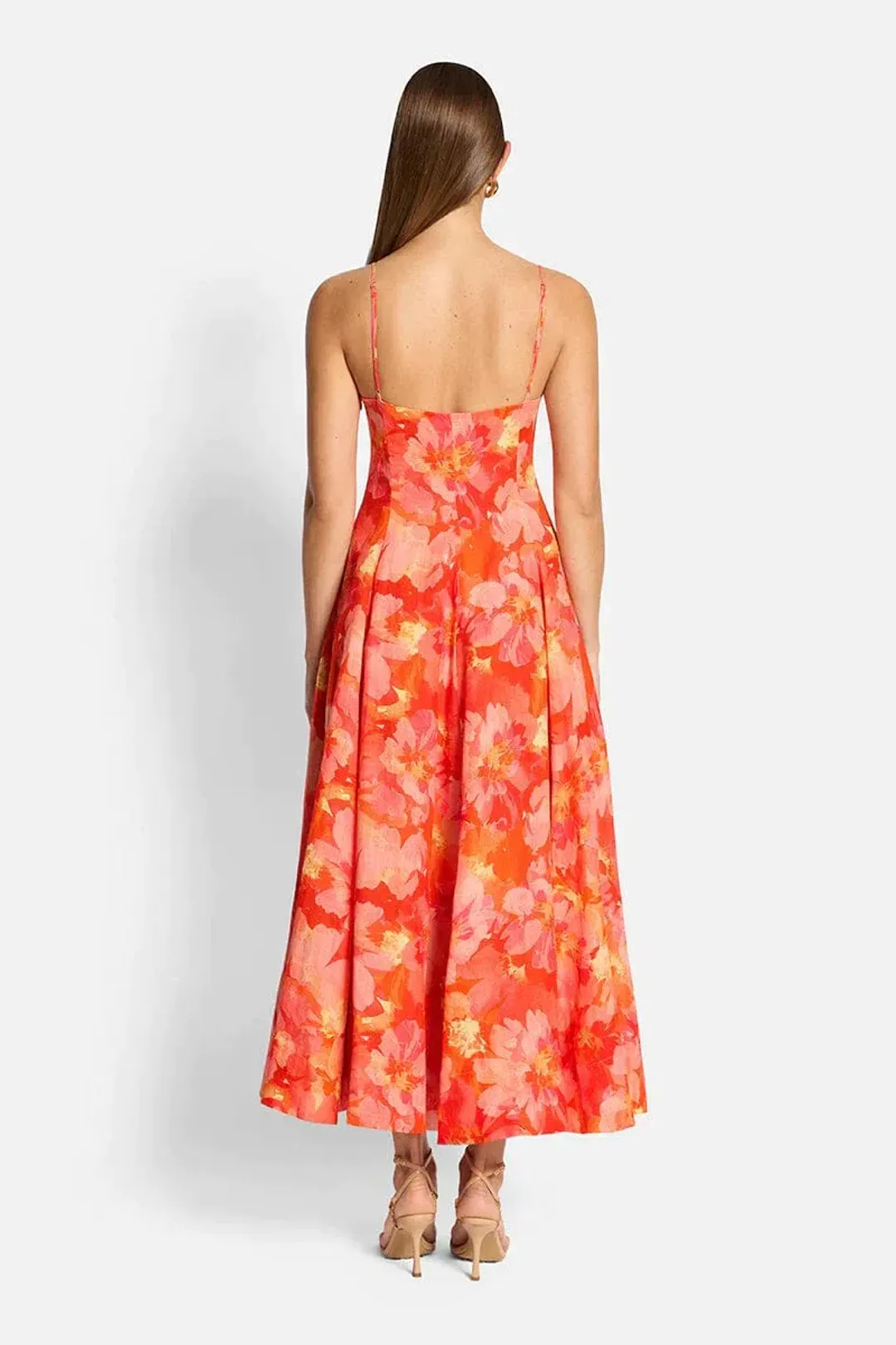 Sofia The Label Evie Midi Dress Red/Pink Floral Size 6  for rent on The Volte - main image