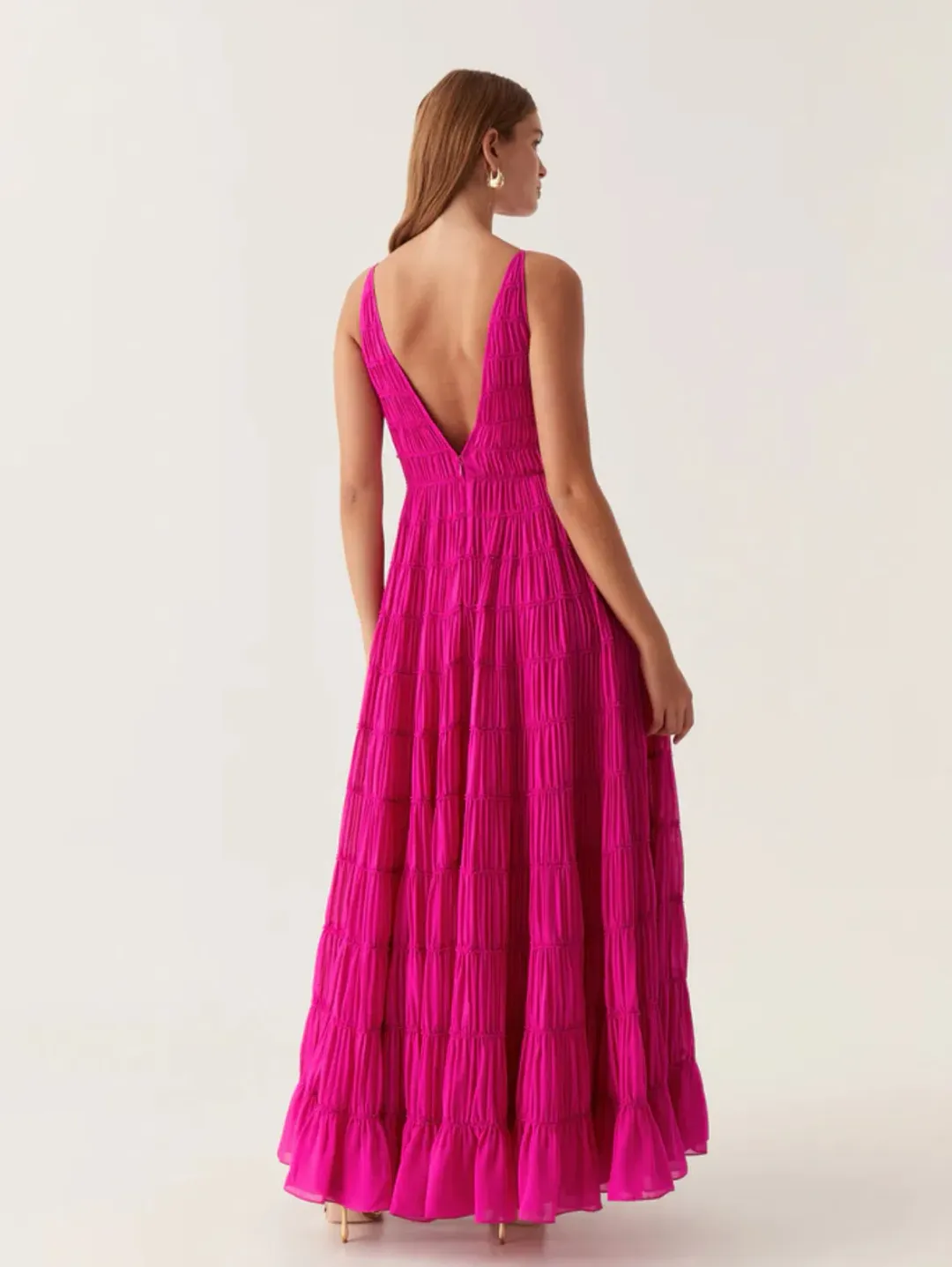 Aje Rosewood Ruched Gown Magenta Size  14 for rent on The Volte - main image