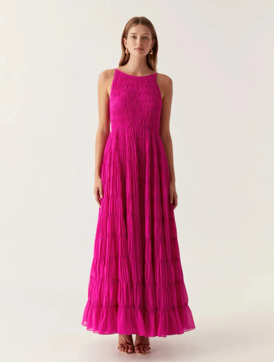 Aje Rosewood Ruched Gown Magenta Size  14 for rent on The Volte - main image