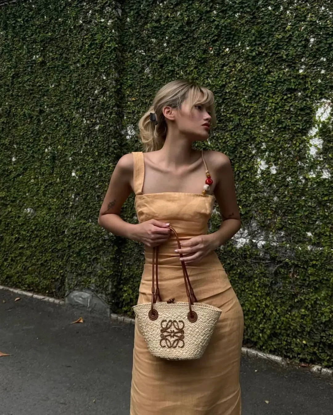 Sir The Label Antonia Beaded Midi Dress Light Tan Size 1 / AU 8 for rent on The Volte - main image