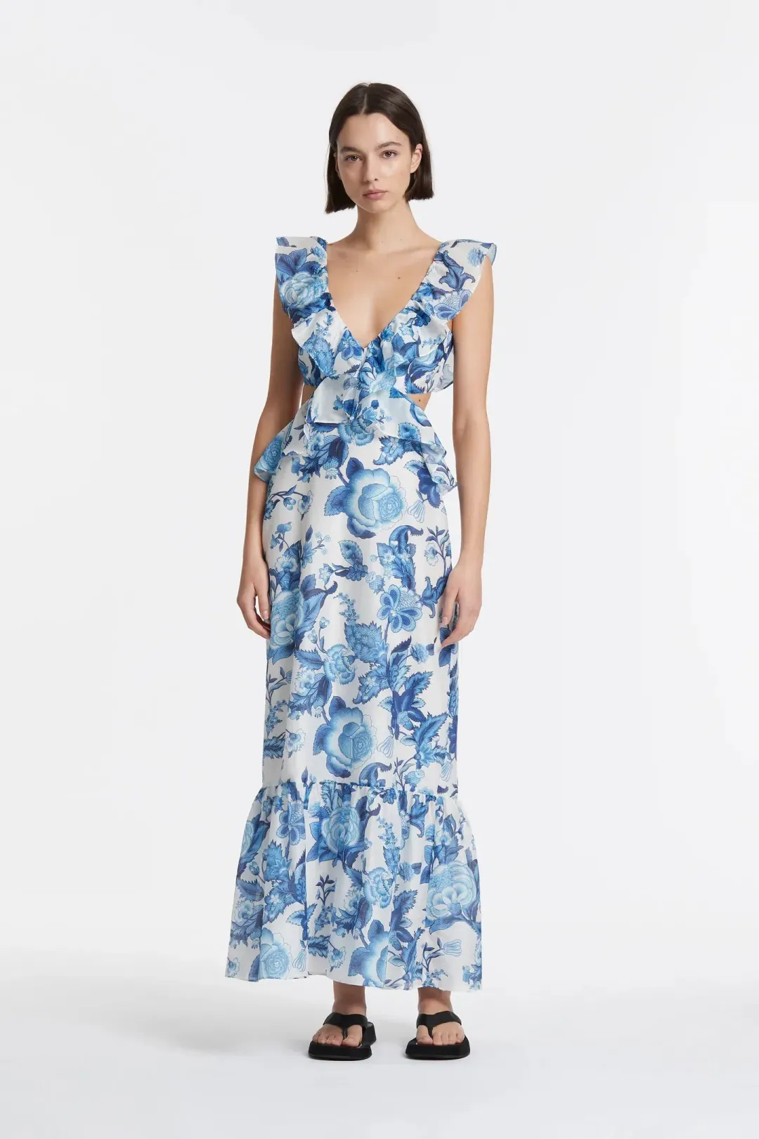Sir The Label Amaris Frill Midi Dress Blue Size AU 10 for rent on The Volte - main image