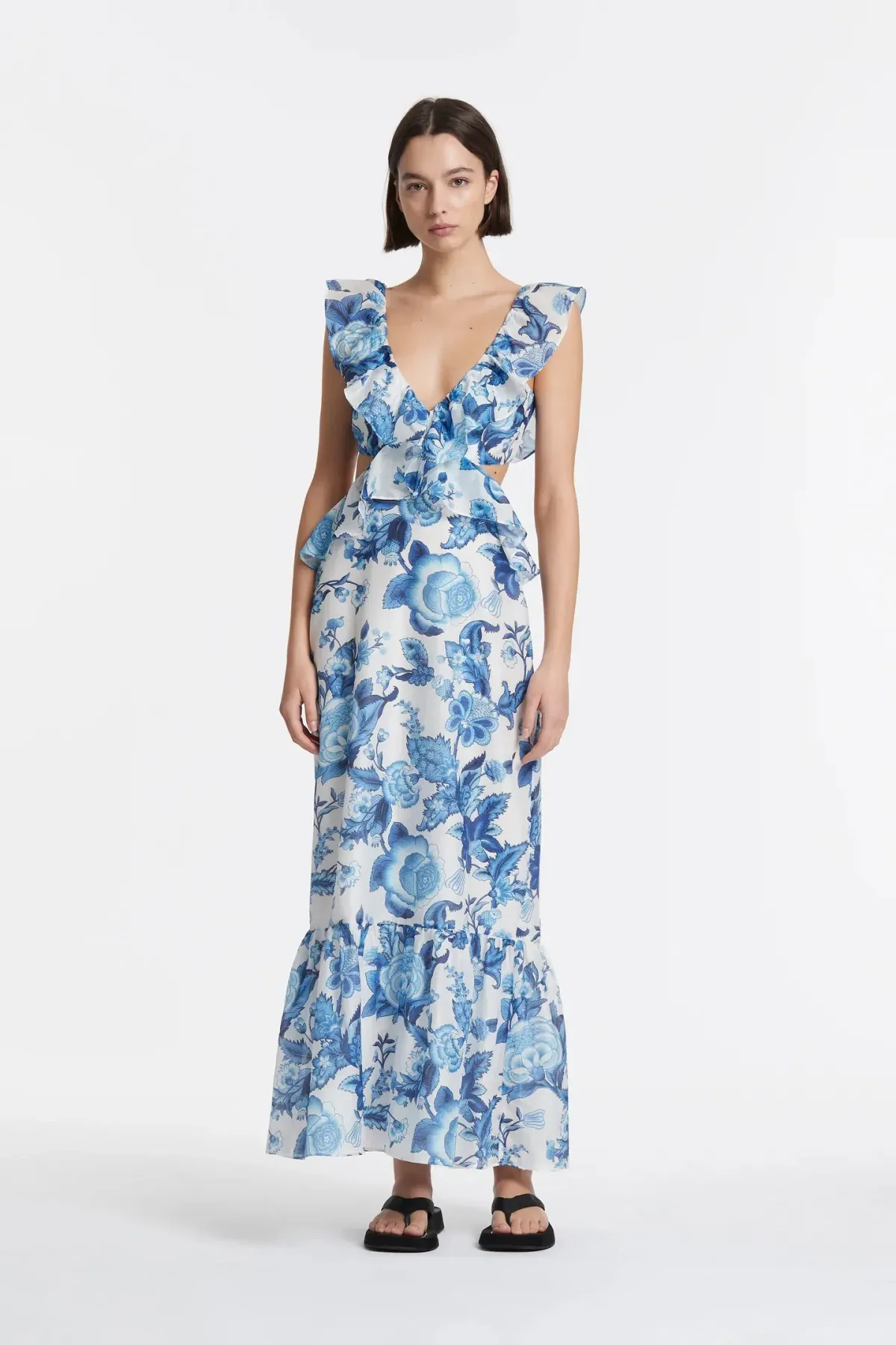 Sir The Label Amaris Frill Midi Dress Blue Size AU 10 for rent on The Volte - main image
