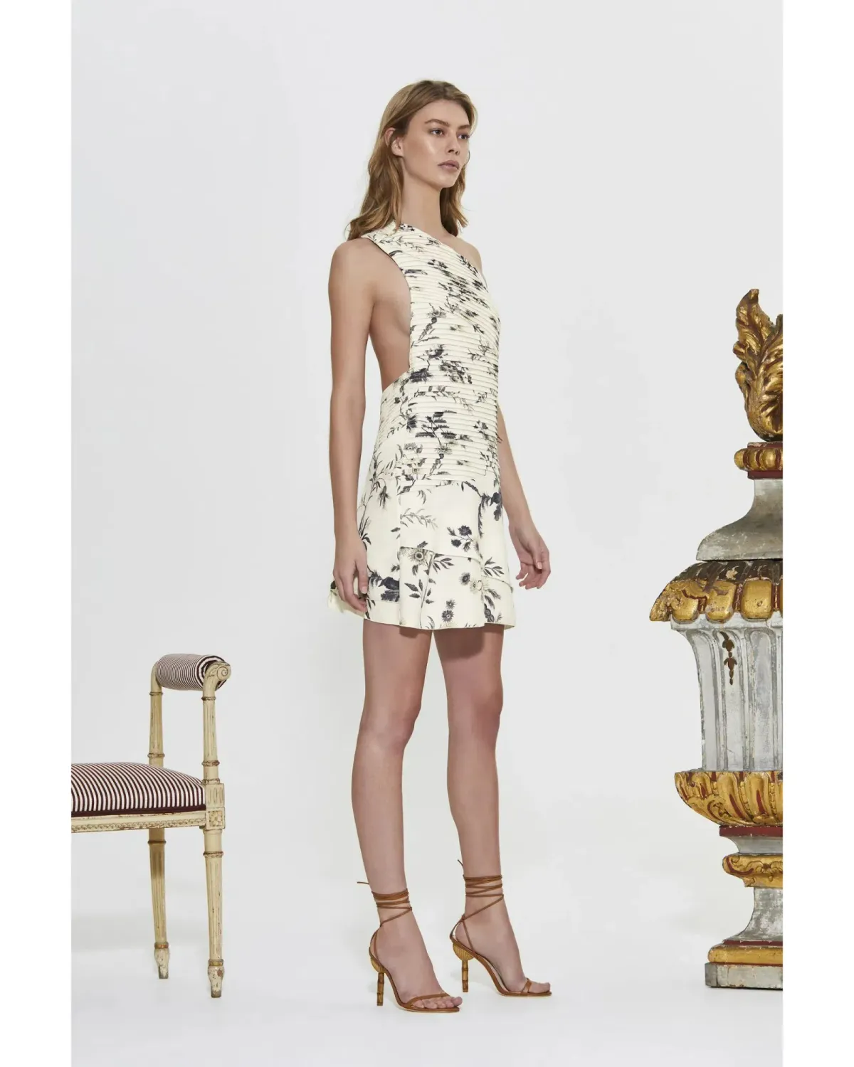 Sir The Label Florentine Pleated Mini White Print Size AU 10 for rent on The Volte - main image
