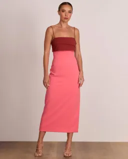 Pasduchas Ace Contrast Midi Dress Pink Red Size 8 for rent on The Volte - image 5