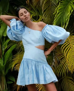 Aje Chateau Midi Dress Sky Blue Size 8 for rent on The Volte - image 3