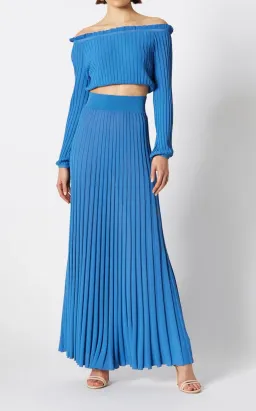 Scanlan Theodore Pleated Rib Crop & Long Skirt Set Blue Size M/ Au 10 for rent on The Volte - image 1