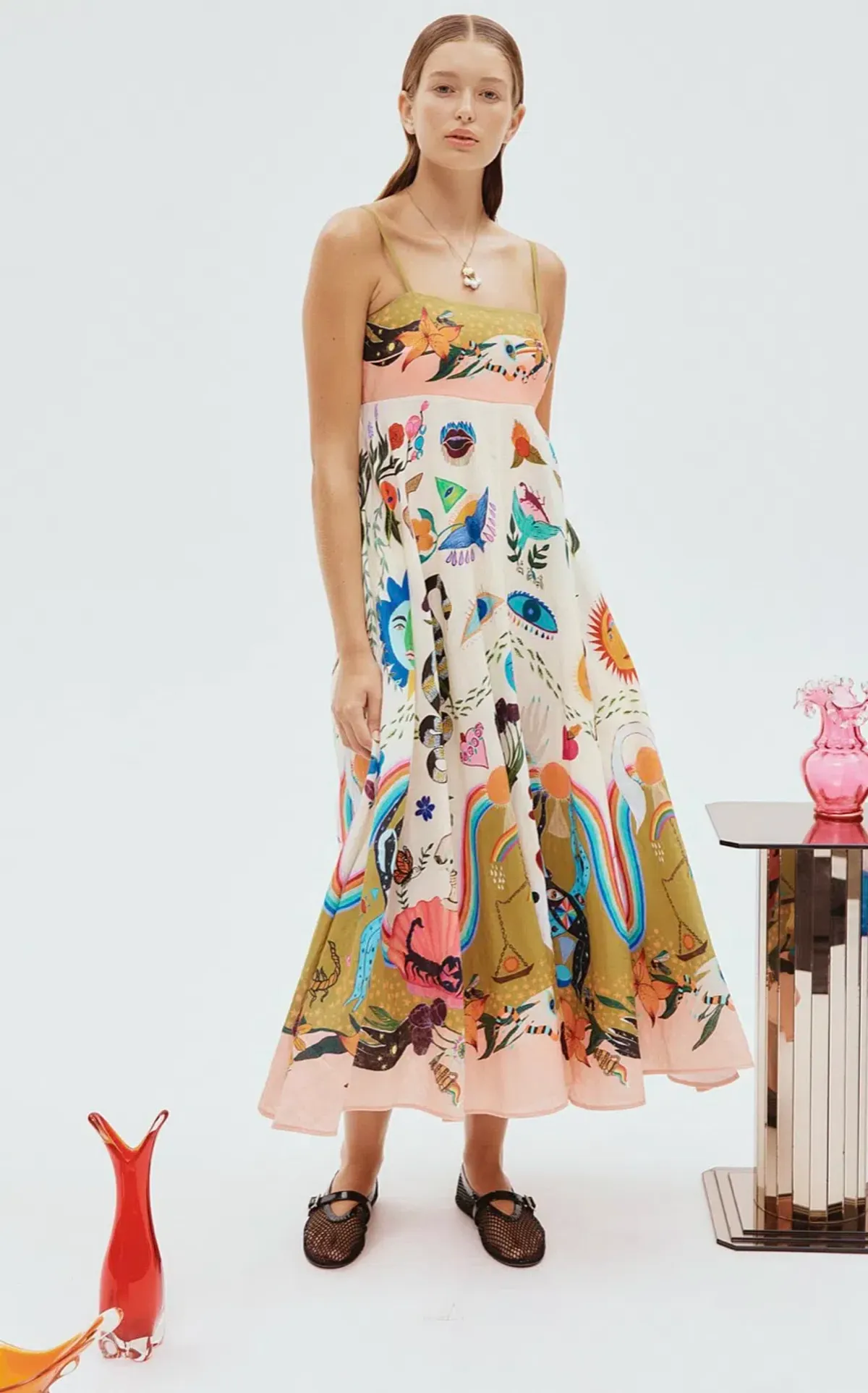 Alemais Evergreen Sundress Multi Print Size 10 for rent on The Volte - main image