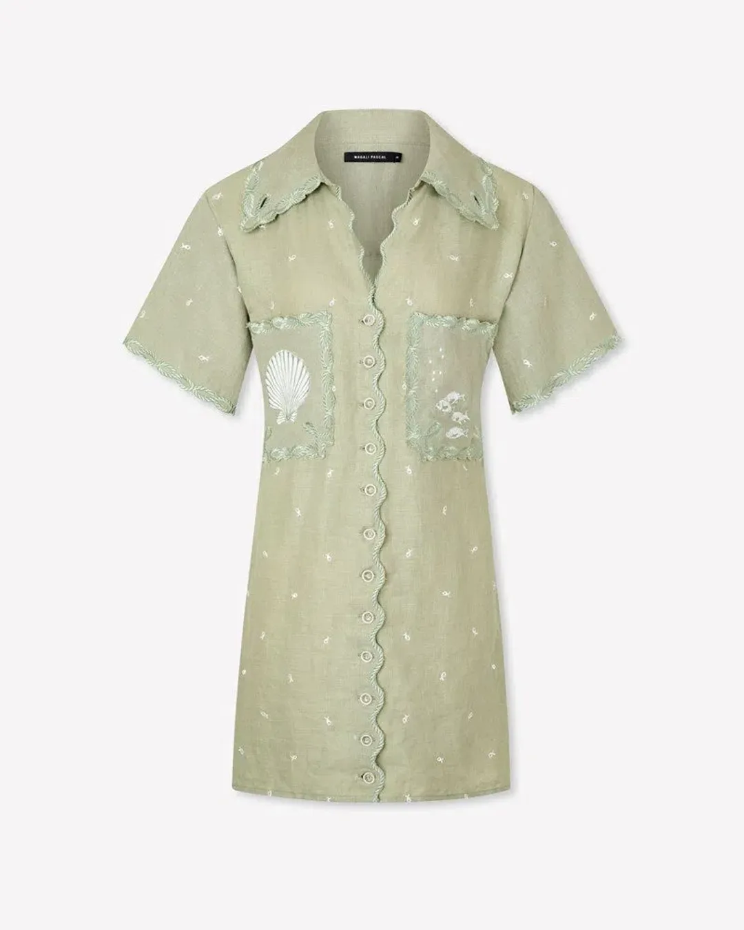 Magali Pascal La Mer Shirt Dress Green Size 12 for rent on The Volte - main image