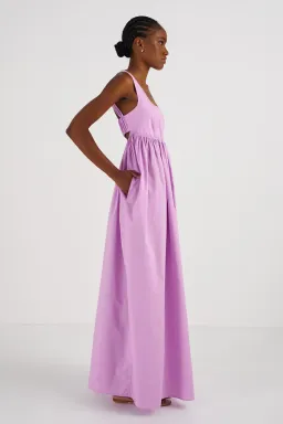 OROTON Strappy Open Back Poplin Maxi Sundress in Wisteria Purple Size 6 for rent on The Volte - image 4