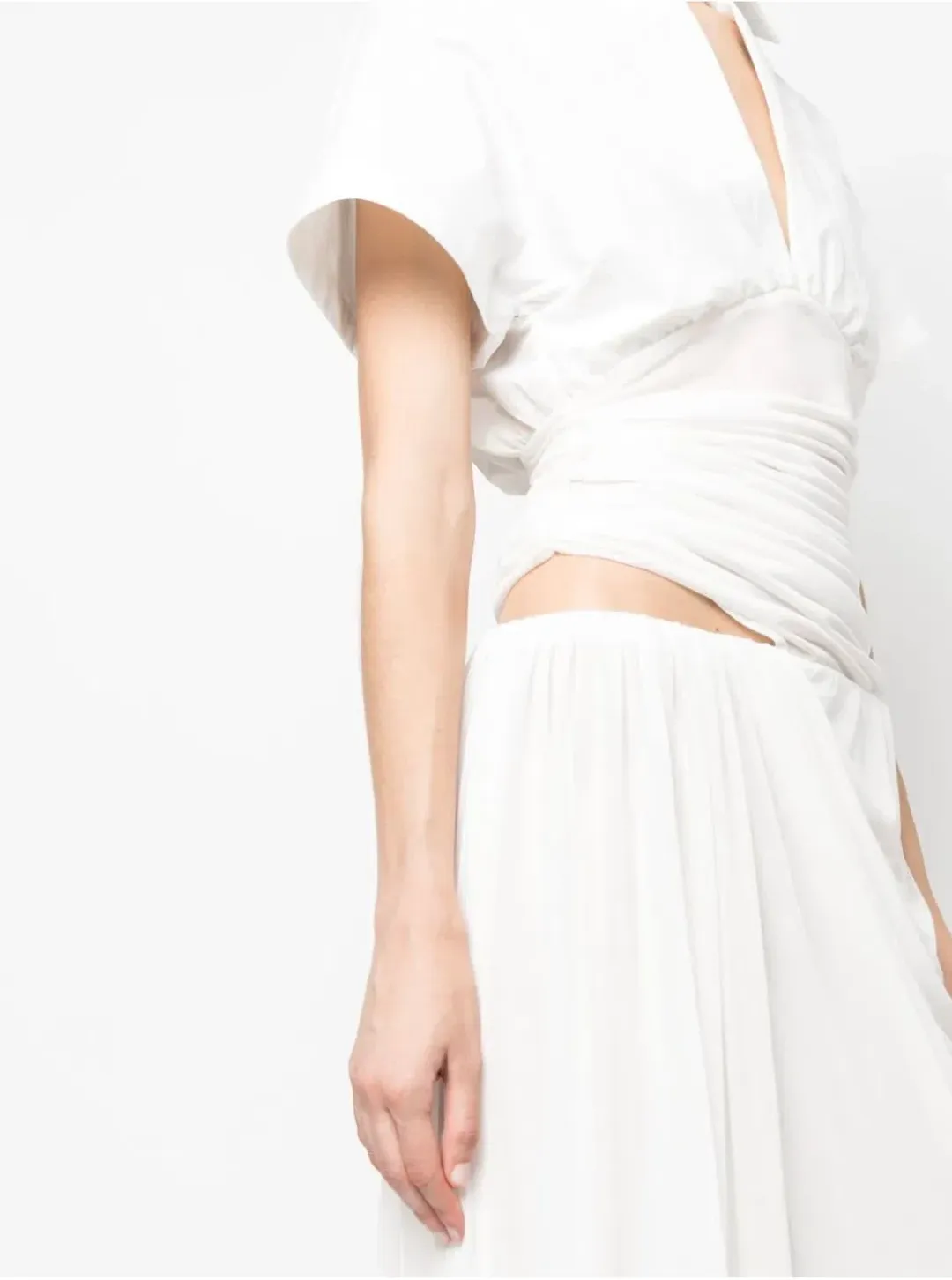Christopher Esber Comosum Clash Shirt Midi Dress White Size 6 for rent on The Volte - main image