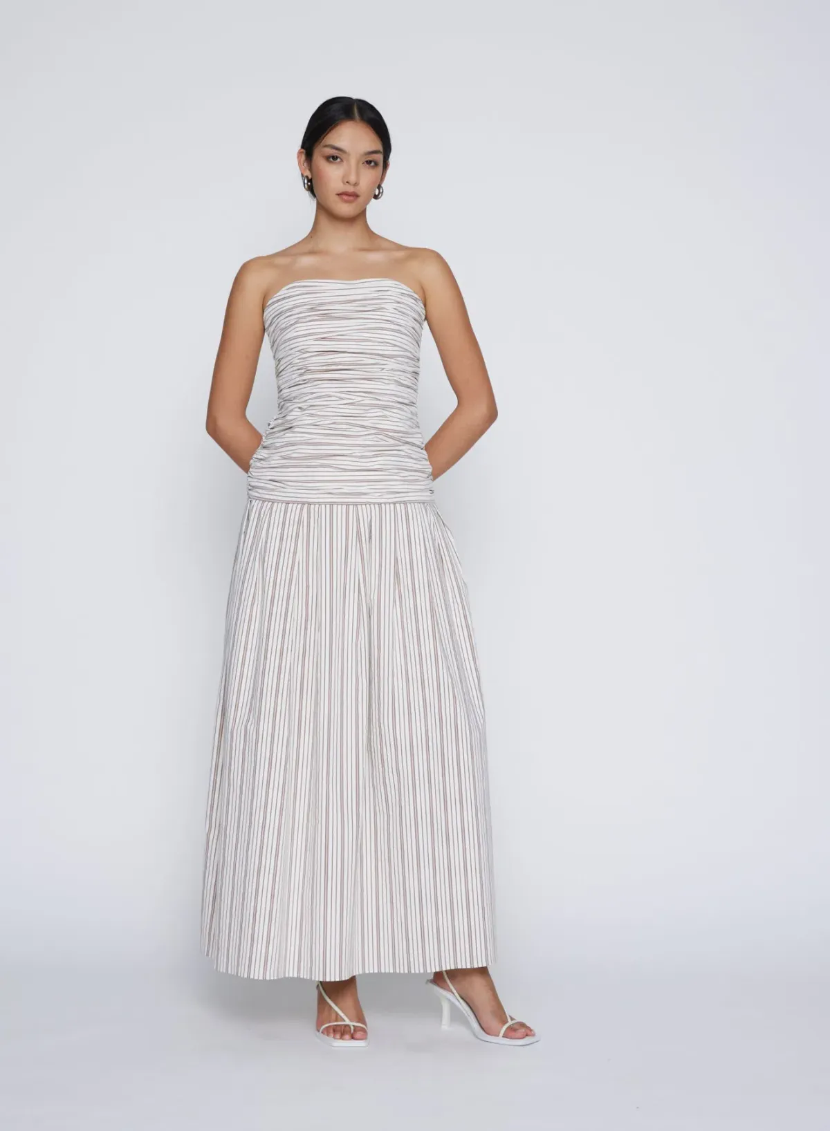 Anna Quan Isadora Maxi Dress Tobacco Stripe Size 6 for rent on The Volte - main image