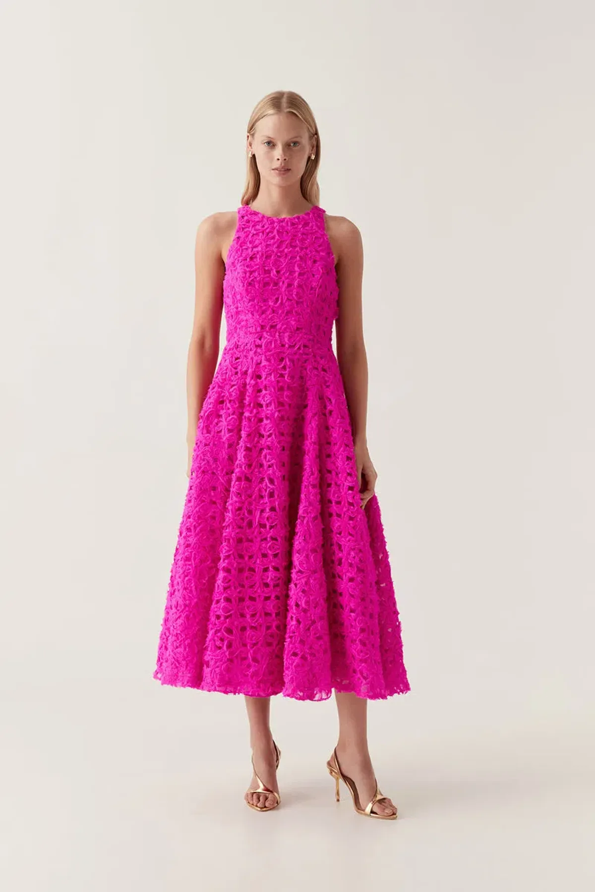 Aje Quintette Midi Dress Deep Magenta Size XXS / AU 4 for rent on The Volte - main image