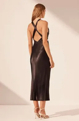 Shona Joy Camille Lace Cross Back Midi Dress in Black/Ivory Size 8 for rent on The Volte - image 3