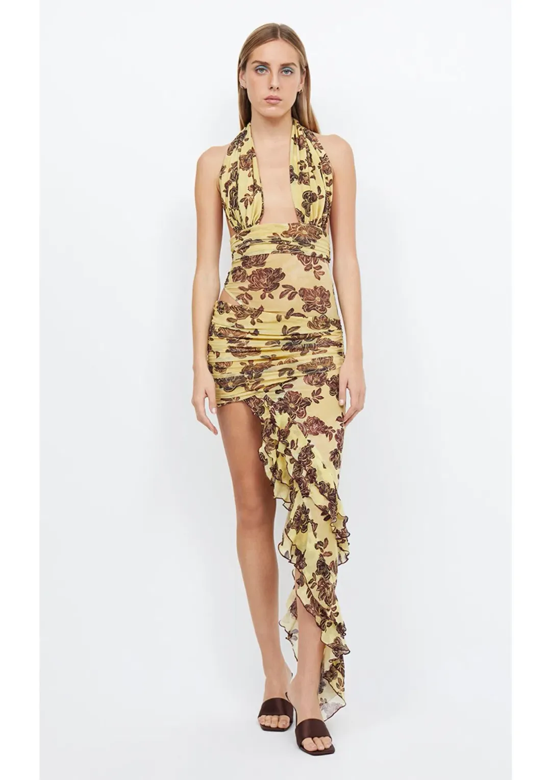 Bec & Bridge Malibu Bay Halter Dress Citrus Plum Floral Size 8 for rent on The Volte - main image