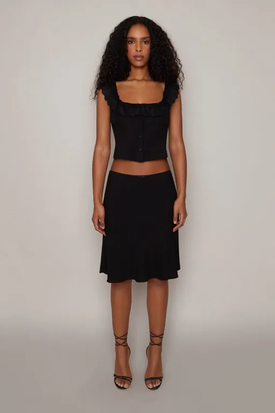 Danielle Guizio Paloma Lace Top And Skirt Set Black Size XS/Au 6 for rent on The Volte - main image