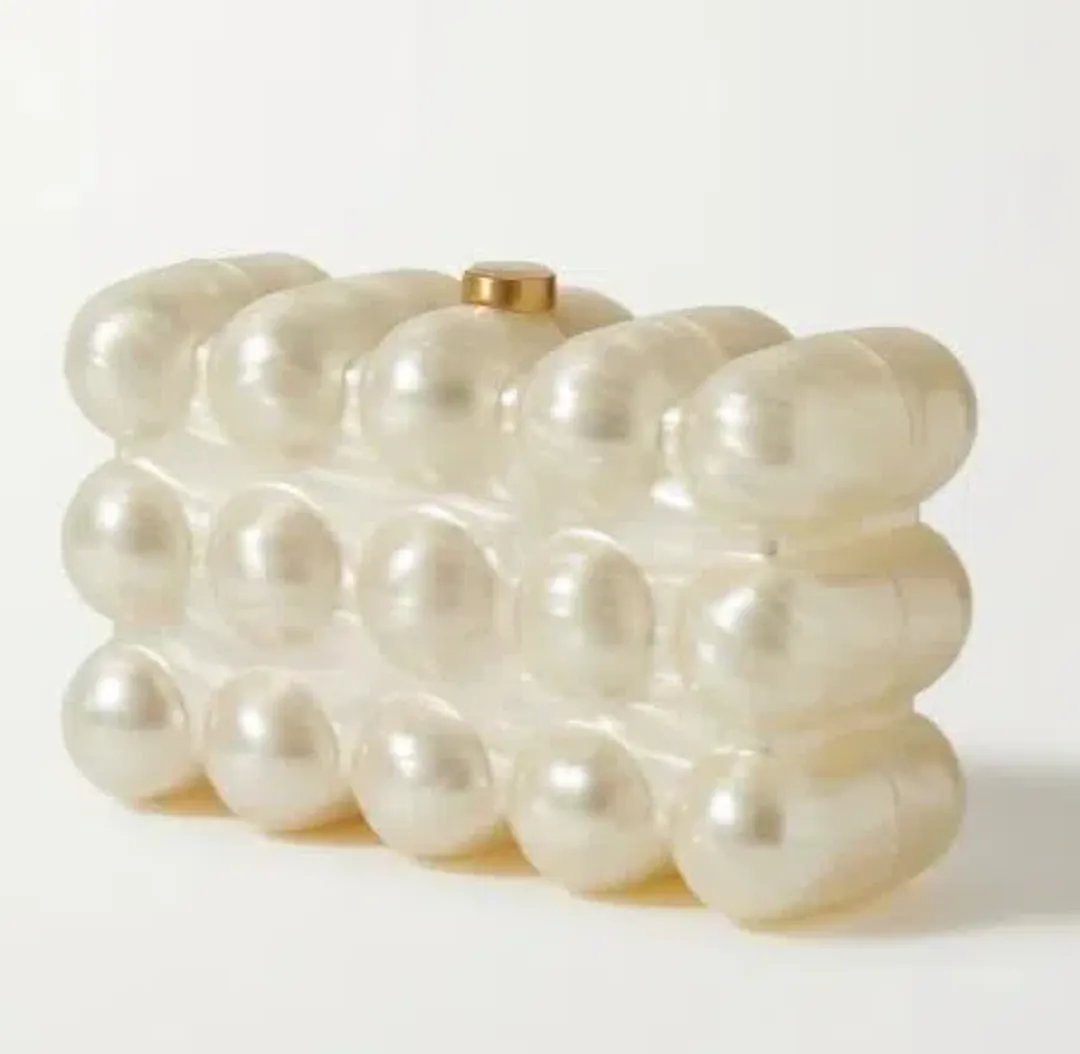 Cult Gaia The Bubble Acrylic Pearl Clutch Bag Cream White  for rent on The Volte - main image