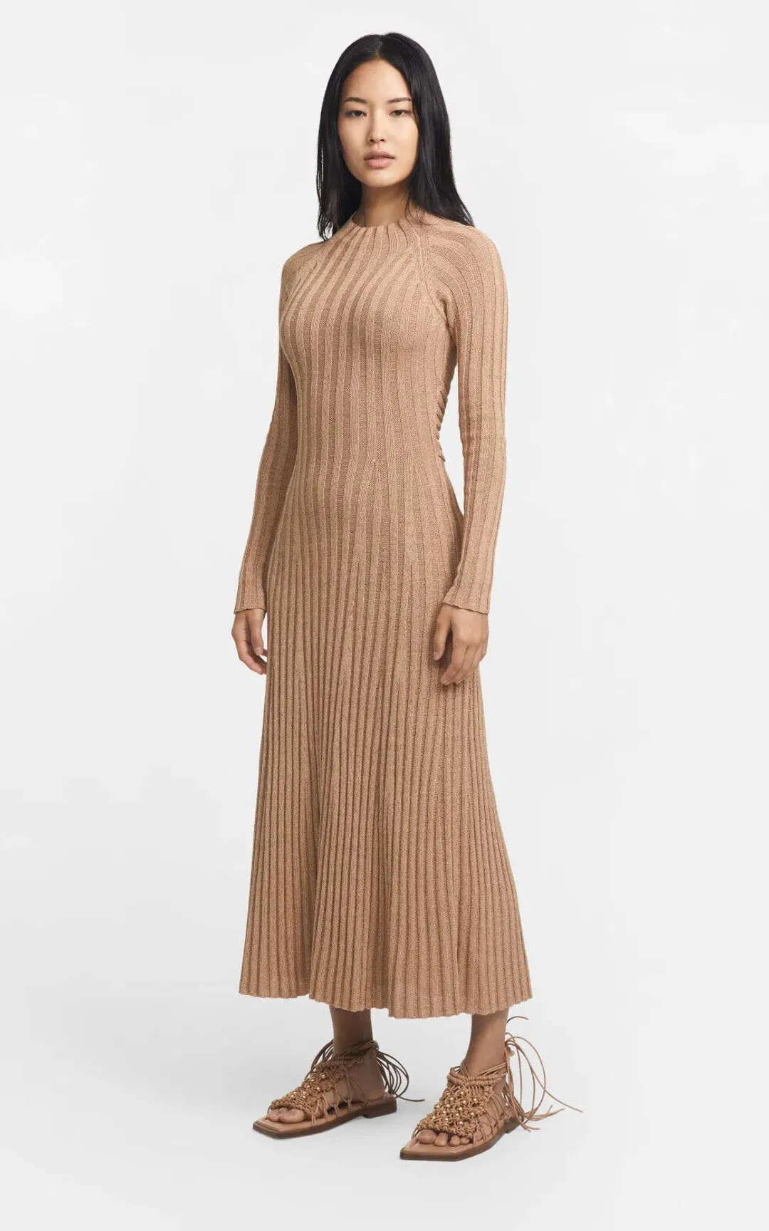 Dion Lee Knit Midi Dress Beige Size M / AU 10 for rent on The Volte - main image