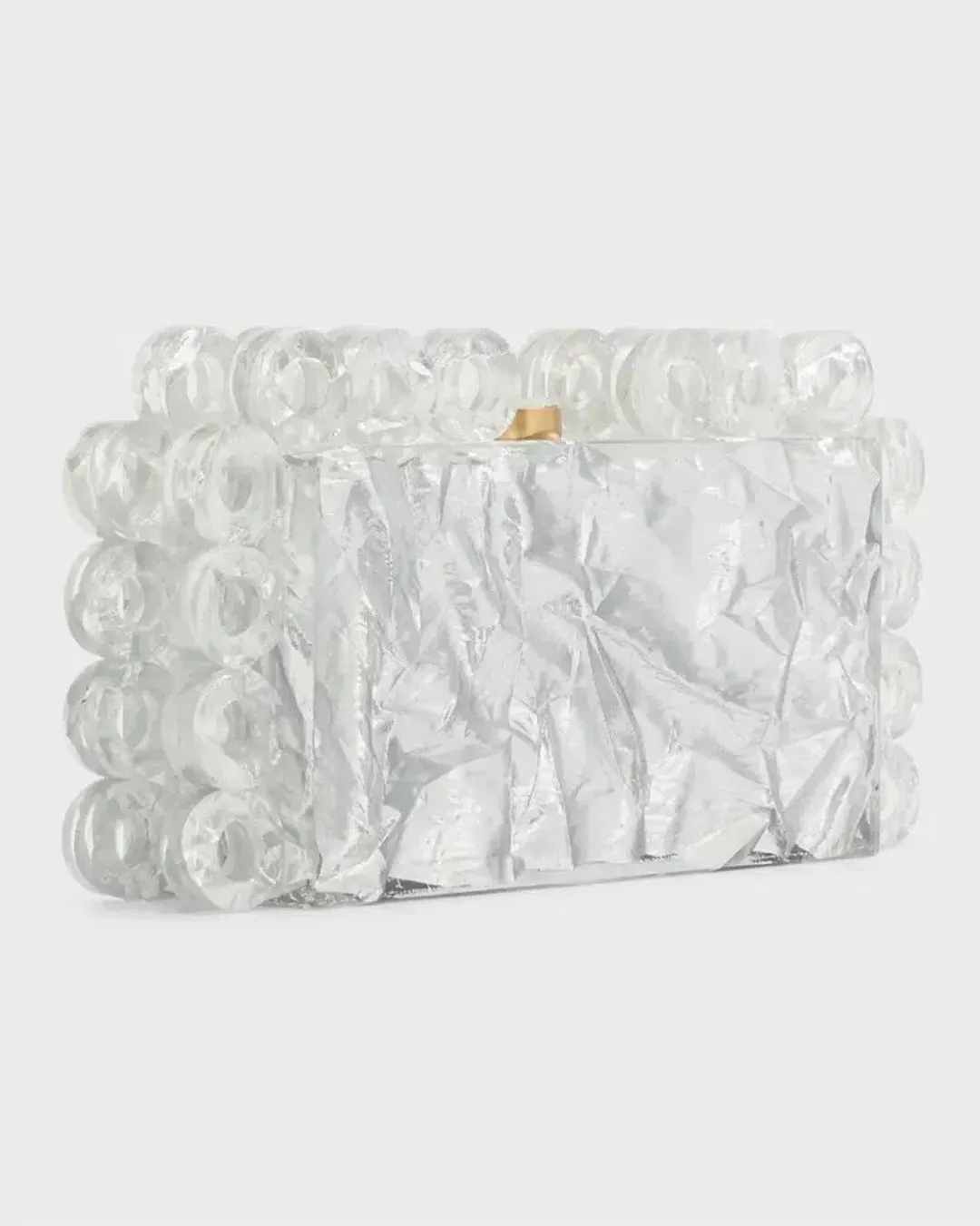 Cult Gaia Harlow Ring Crinkled Metallic Silver Clutch Bag for rent on The Volte - main image
