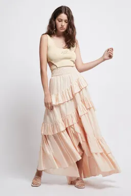 Aje Armeria Waterfall Skirt Dress Peach Size M/AU 8 for rent on The Volte - image 2