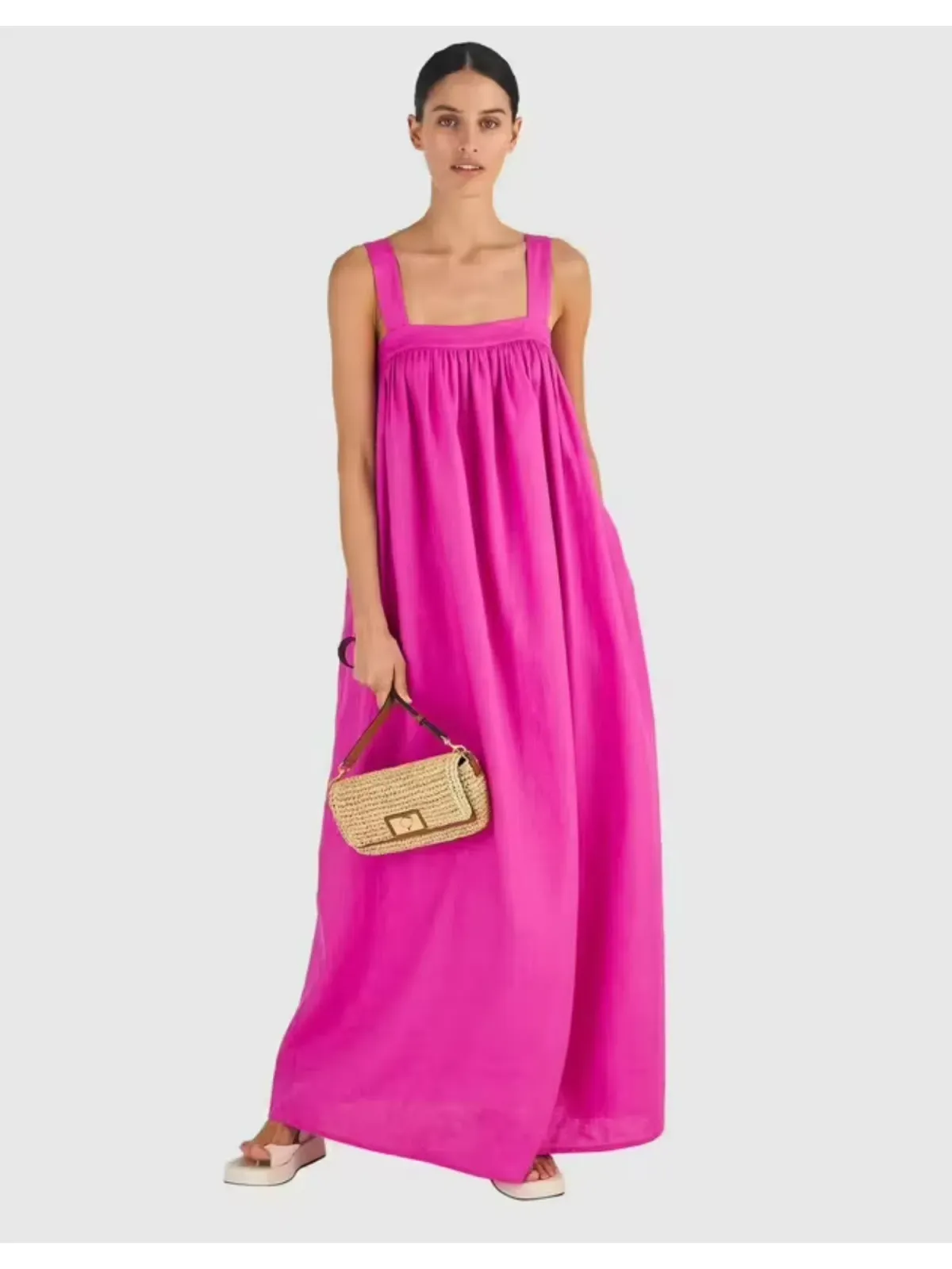 Oroton Bow Detail Sundress Fuchsia Pink Size AU 6  for rent on The Volte - main image