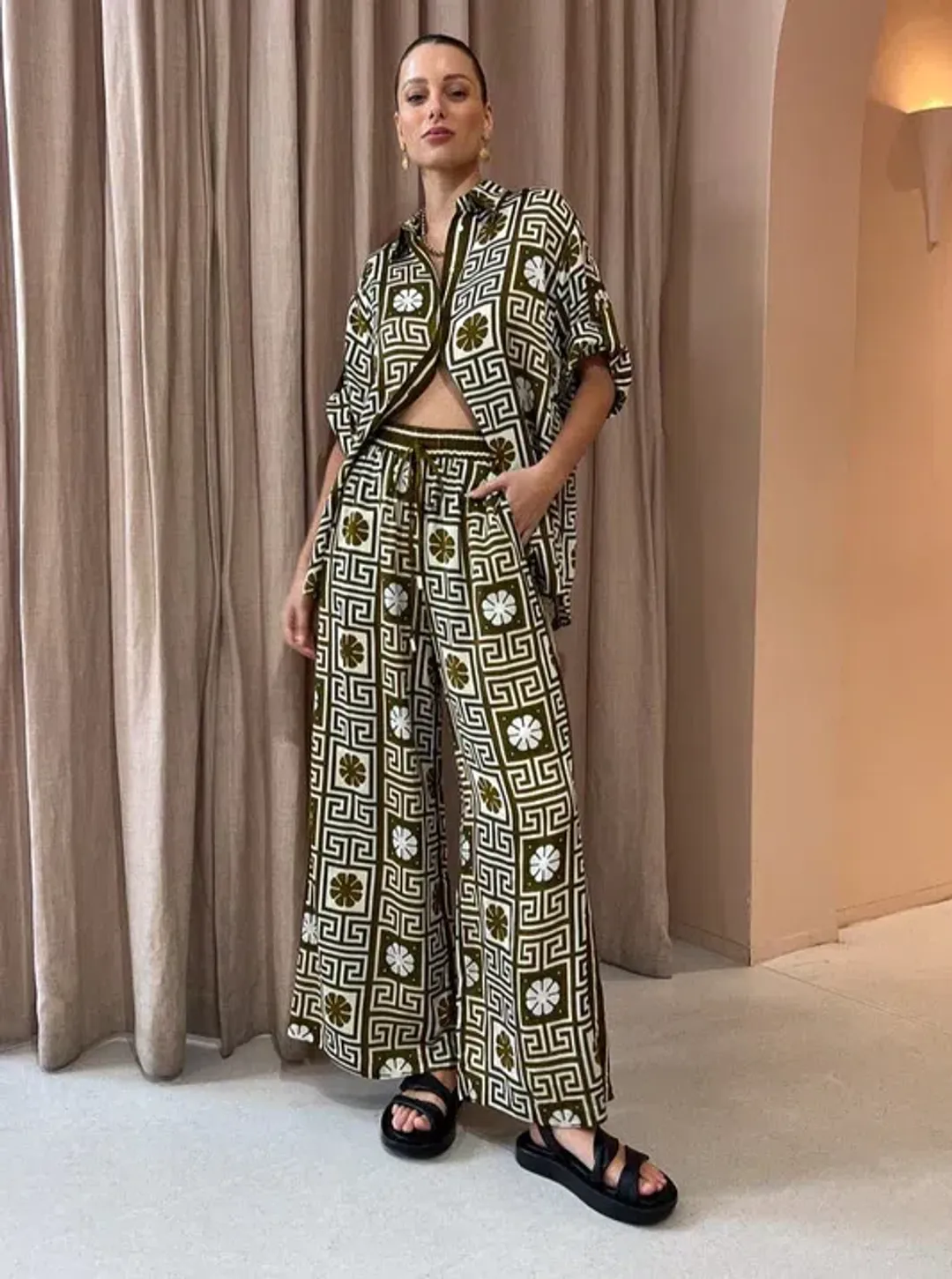 Alemais Dimi Jacquard Shirt & Pant Set Print Size 8 for rent on The Volte - main image
