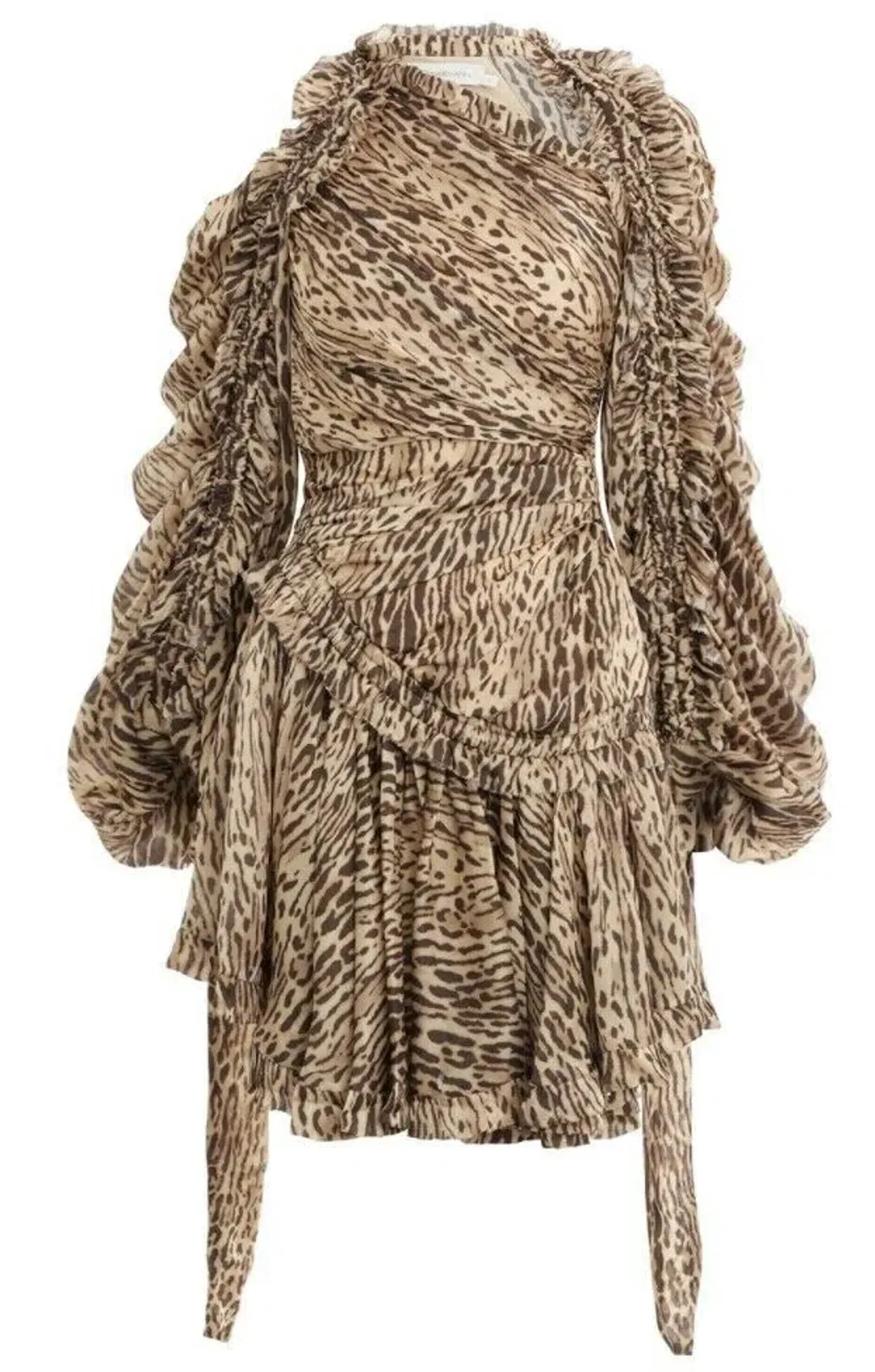 Zimmermann Espionage Drawn Mini Dress Animal Print Size 0 / 8 AU for rent on The Volte - main image
