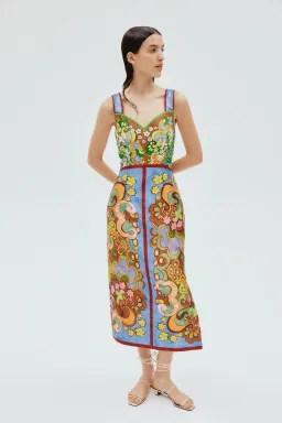 Alemais Dreamer Corset Midi Dress Floral Size 8 for rent on The Volte - image 1