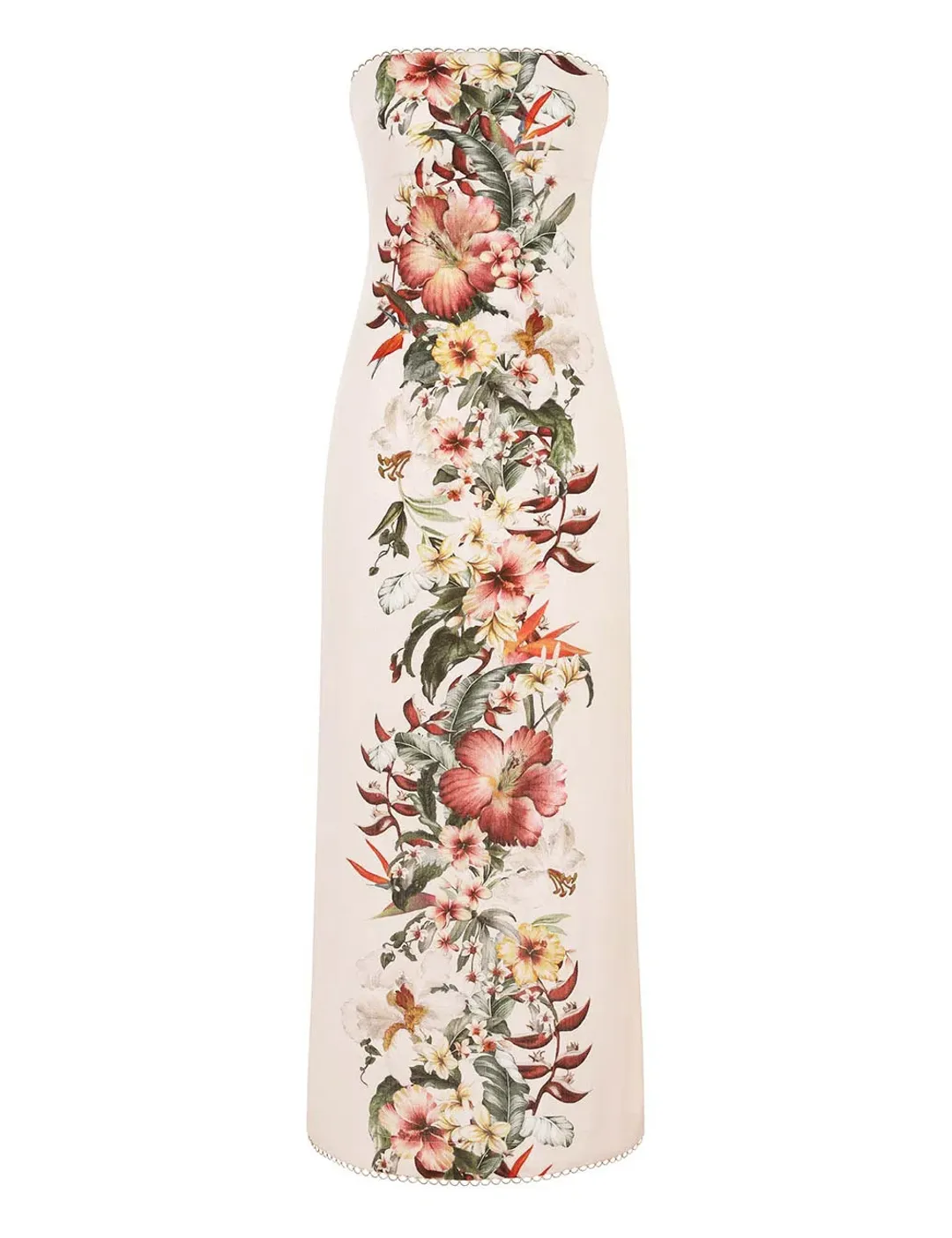 Zimmermann Lexi Column Dress in Ivory Palm Size 0 / AU 8 for rent on The Volte - main image