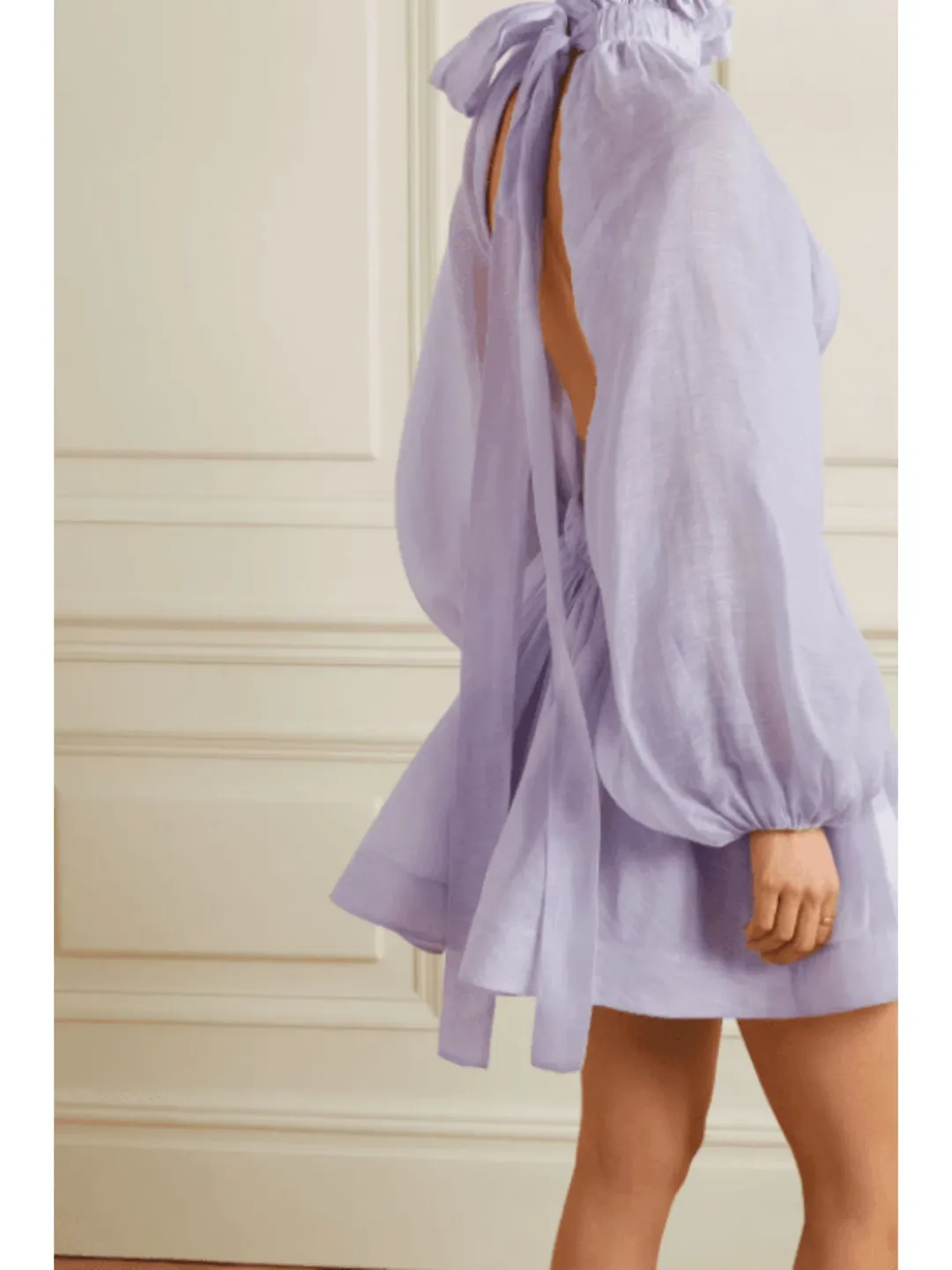 Zimmermann Luminous Long Sleeve Mini Dress Lavender Size 0 / AU 8  for rent on The Volte - main image
