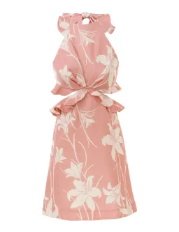 Zimmermann Acadian Tie Back Mini Dress Pink Ivory Floral Size 2 / AU 12 for rent on The Volte - image 4