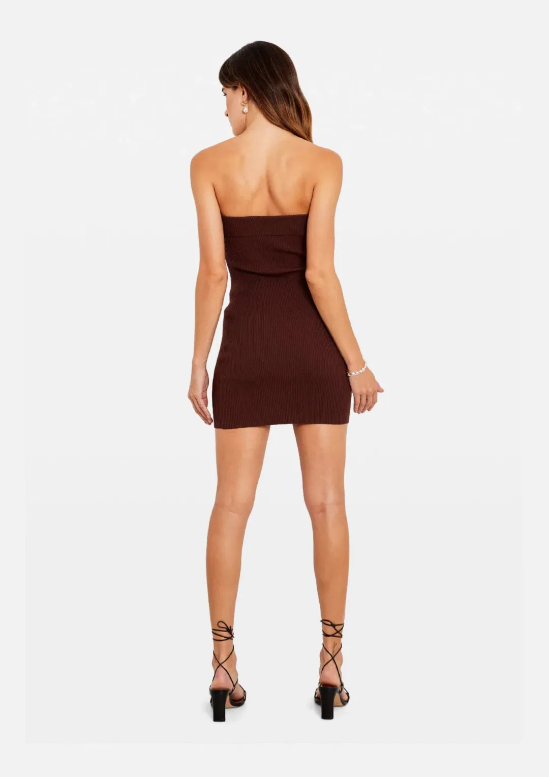 Tuchuzy Ribbed Tube Mini Dress Brown Size XS / AU 6 for rent on The Volte - main image