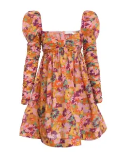 Zimmermann Violet Twist Front Mini Dress Mustard Multi Floral Size 1 / AU 10  for rent on The Volte - image 3