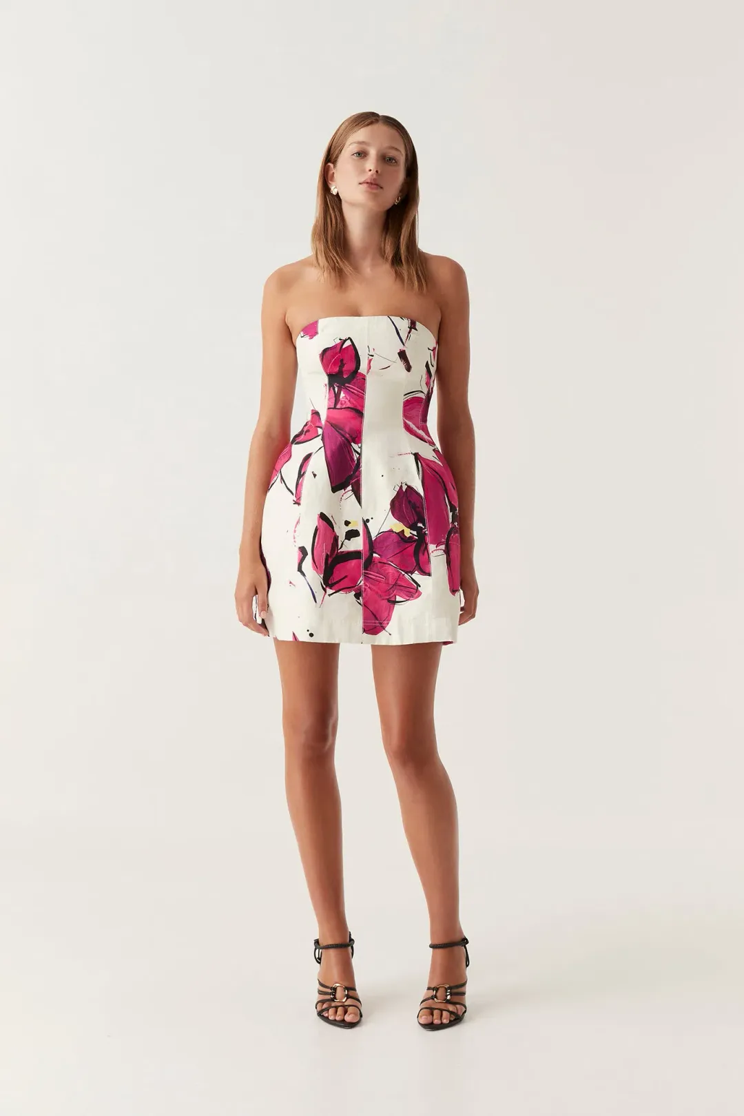 Aje Baret Strapless Mini Dress in Falling Florals Size AU 6 for rent on The Volte - main image