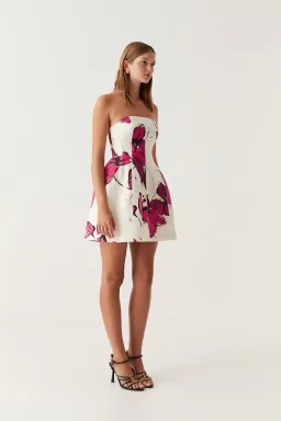 Aje Baret Strapless Mini Dress in Falling Florals Size AU 6 for rent on The Volte - image 3