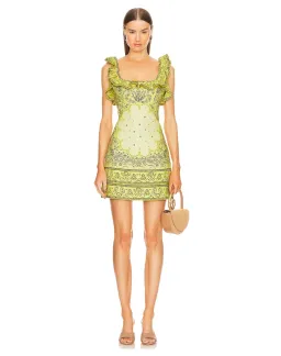 Zimmermann Matchmaker Frilled Mini Dress Yellow Bandana Size 0P / AU 6 for rent on The Volte - image 2