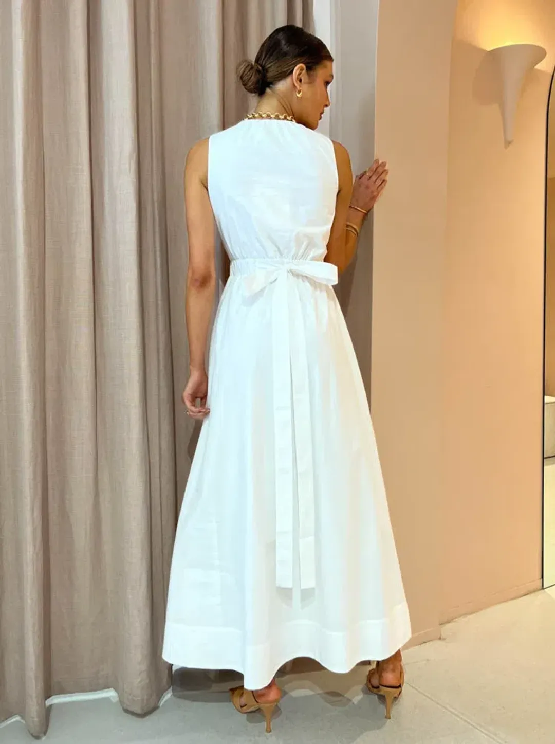 Sir The Label Dion Gathered Dress Ivory Size 2 / 10 AU  for rent on The Volte - main image