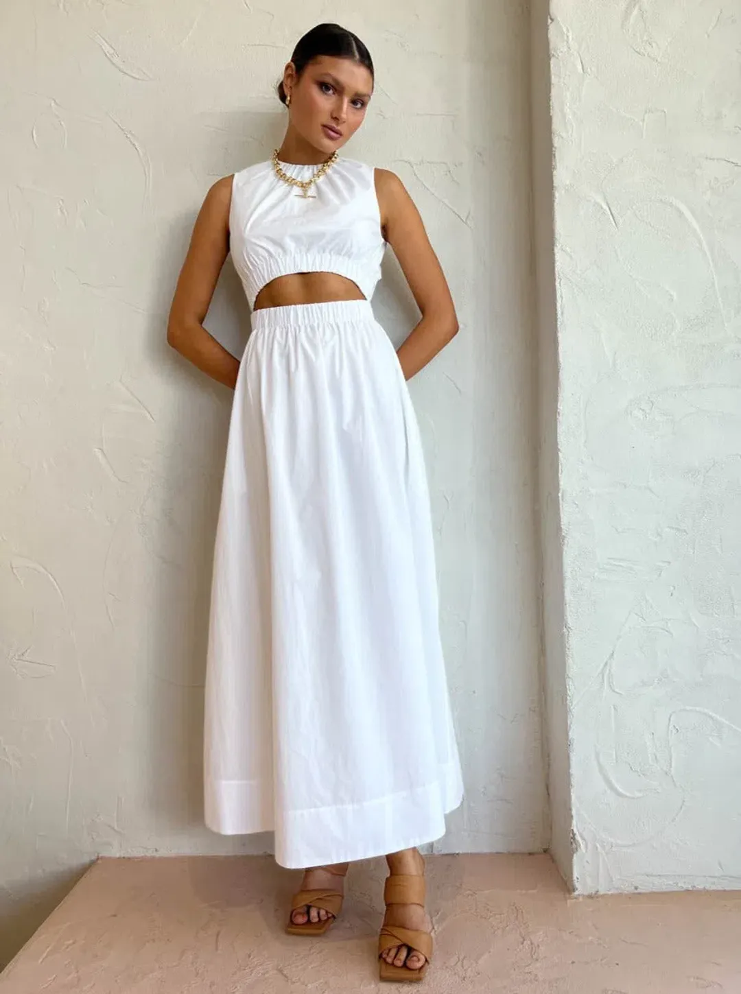 Sir The Label Dion Gathered Dress Ivory Blanc Size 1 / 8 AU  for rent on The Volte - main image
