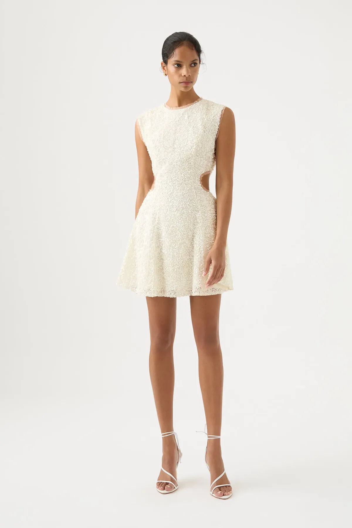 Aje Mirage Beaded Mini Dress Ivory Size 8 for rent on The Volte - main image