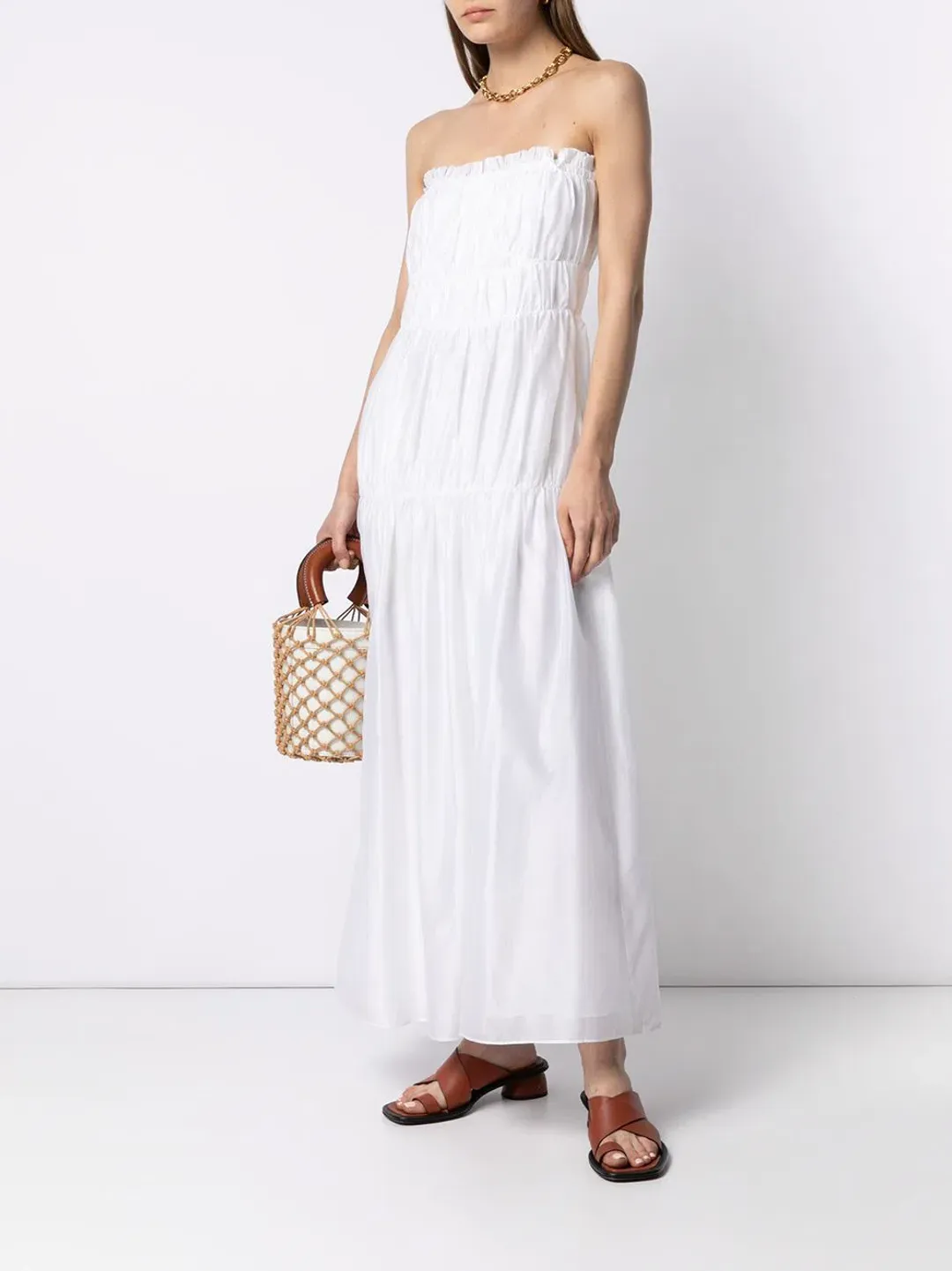 Sir The Label Dimitri Strapless Midi Dress Ivory Size 2 / 10 AU for rent on The Volte - main image
