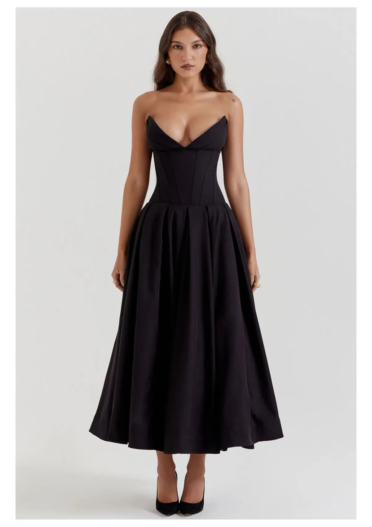 House Of CB Lady Strapless Midi Dress Black Size M / AU 10 for rent on The Volte - main image