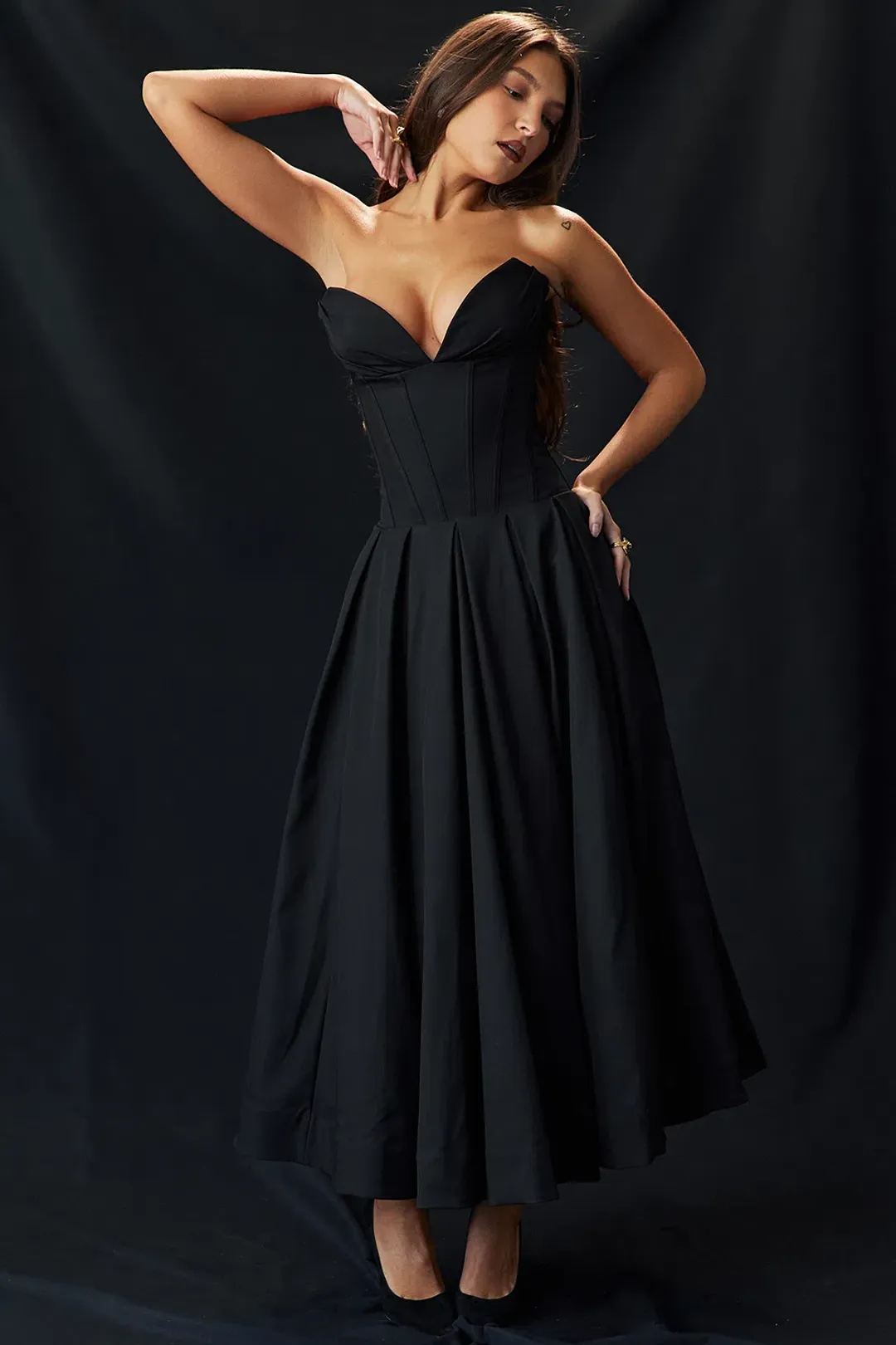 House Of CB Lady Strapless Midi Dress Black Size M / AU 10 for rent on The Volte - main image