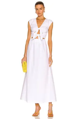 Sir The Label Anja Tie Midi Dress Chalk White Size 1 / 8 AU for rent on The Volte - image 4