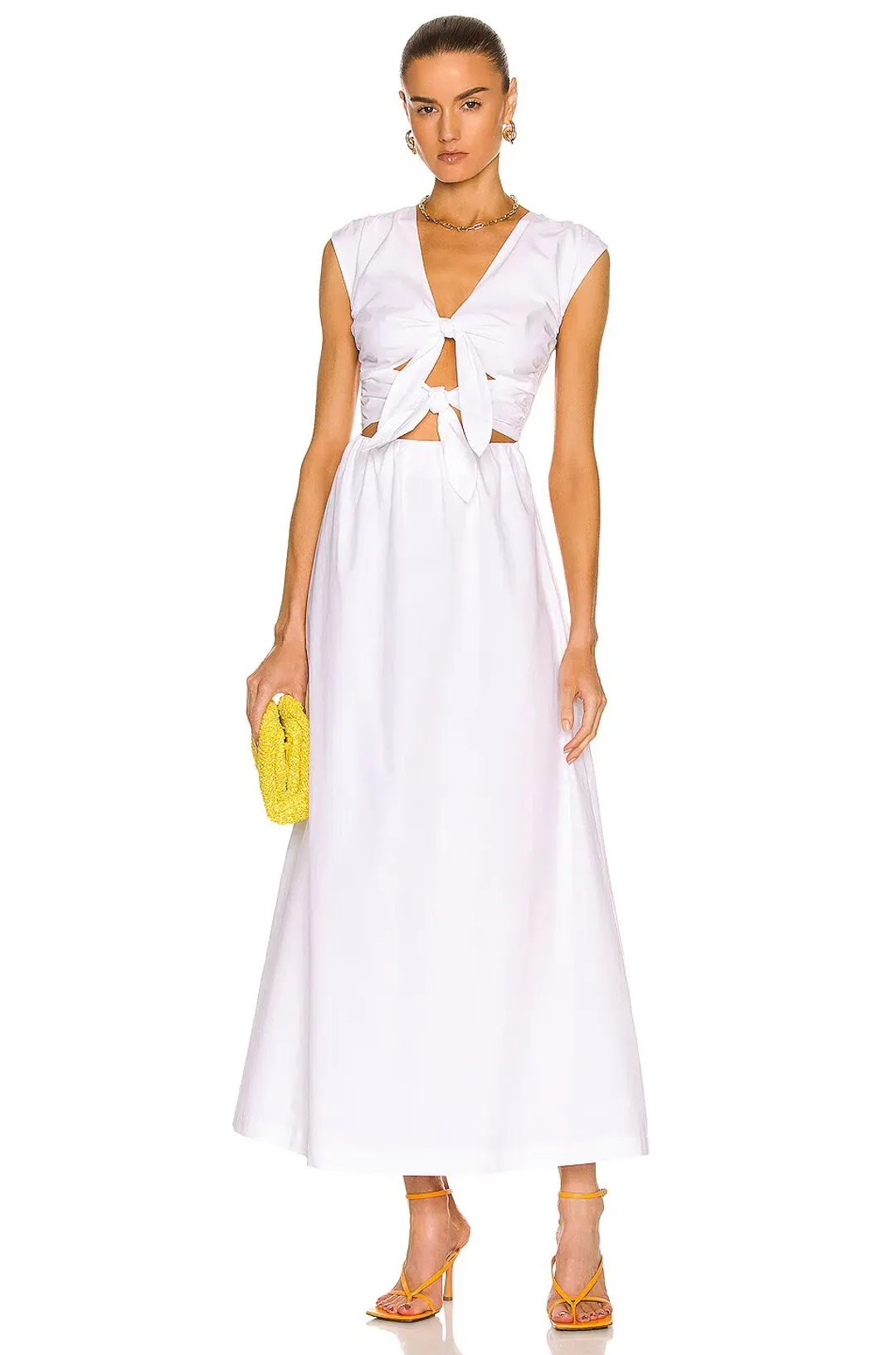 Sir The Label Anja Tie Midi Dress Chalk White Size 3 / 12 AU for rent on The Volte - main image