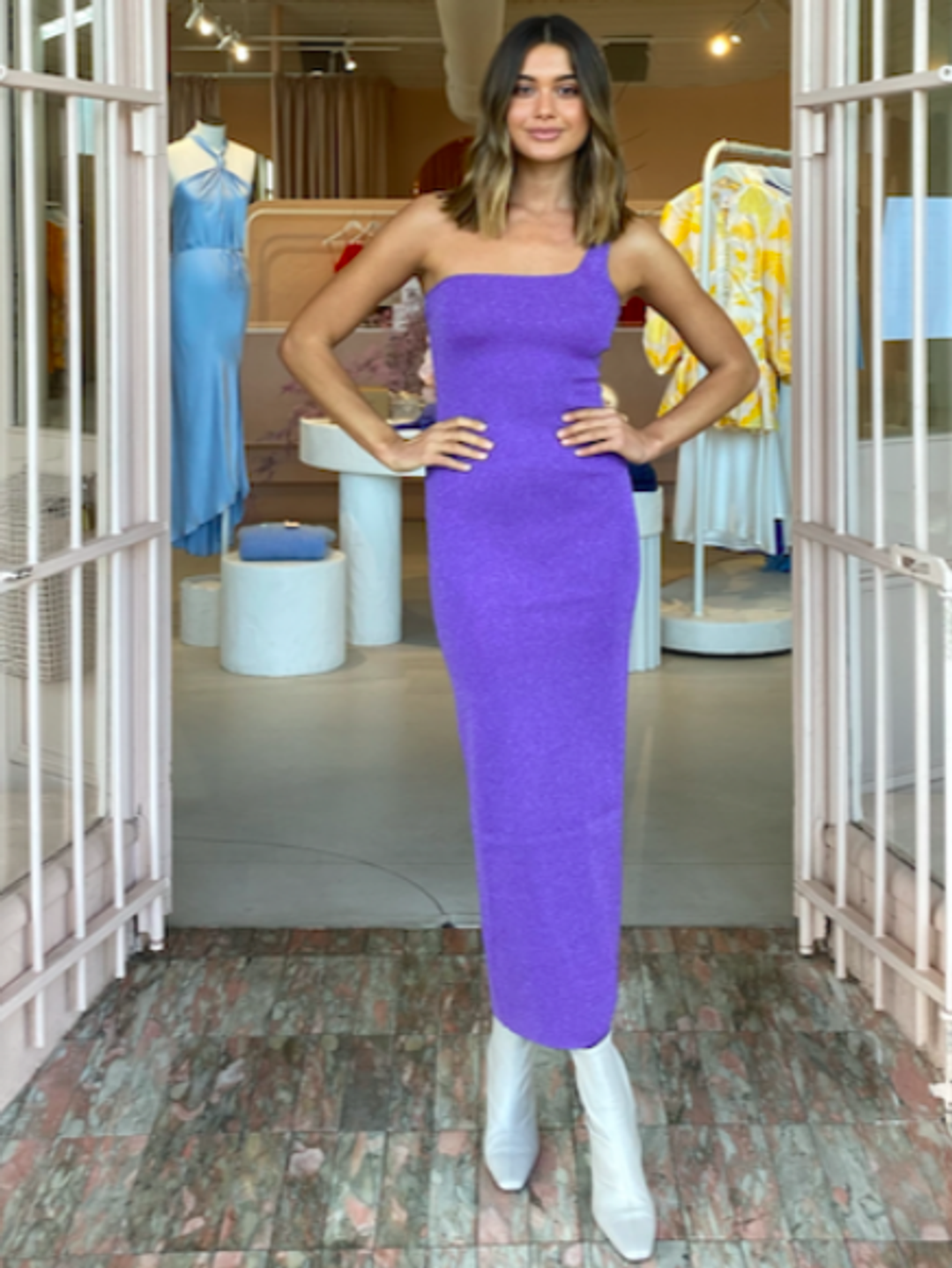 Bec & Bridge Adalane Midi Dress purple size 6 for rent on The Volte - main image