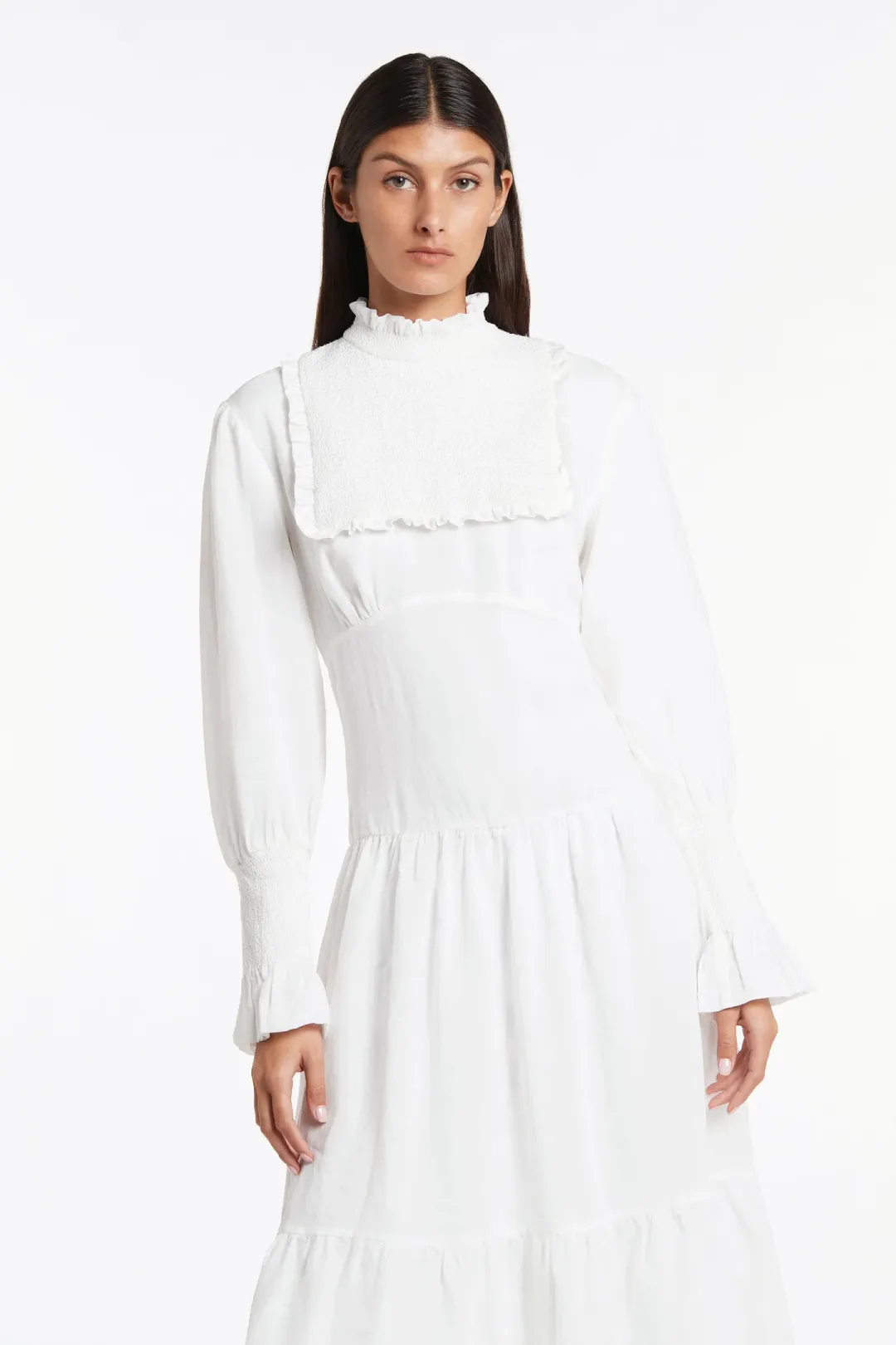 Sir The Label Diana Smocked Gown Ivory Size 3/ AU 12 for rent on The Volte - main image