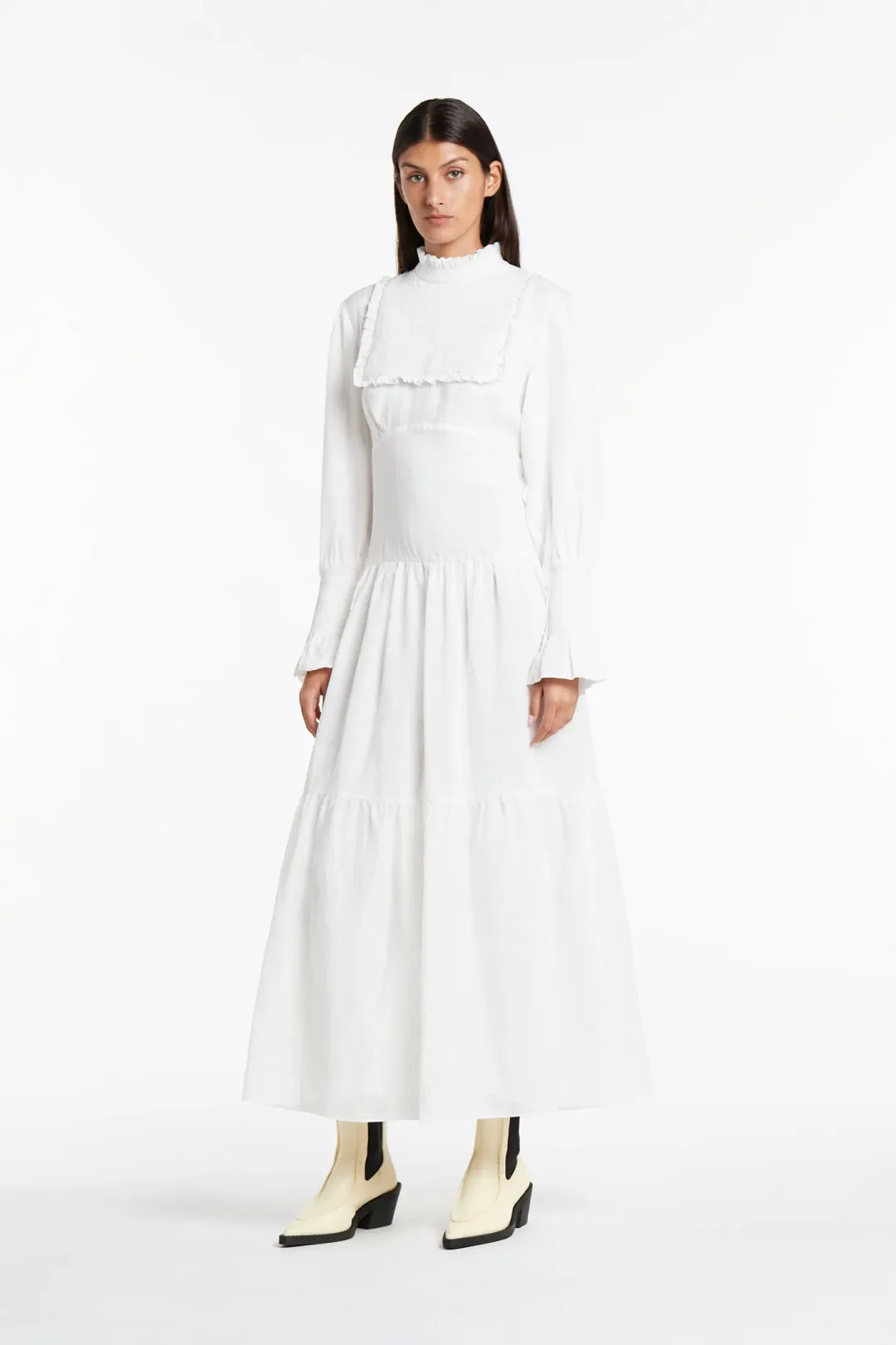 Sir The Label Diana Smocked Gown Ivory Size 3/ AU 12 for rent on The Volte - main image