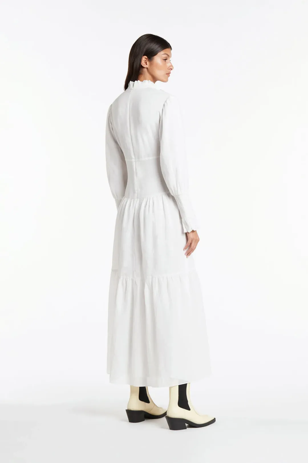 Sir The Label Diana Smocked Gown Ivory Size 3/ AU 12 for rent on The Volte - main image